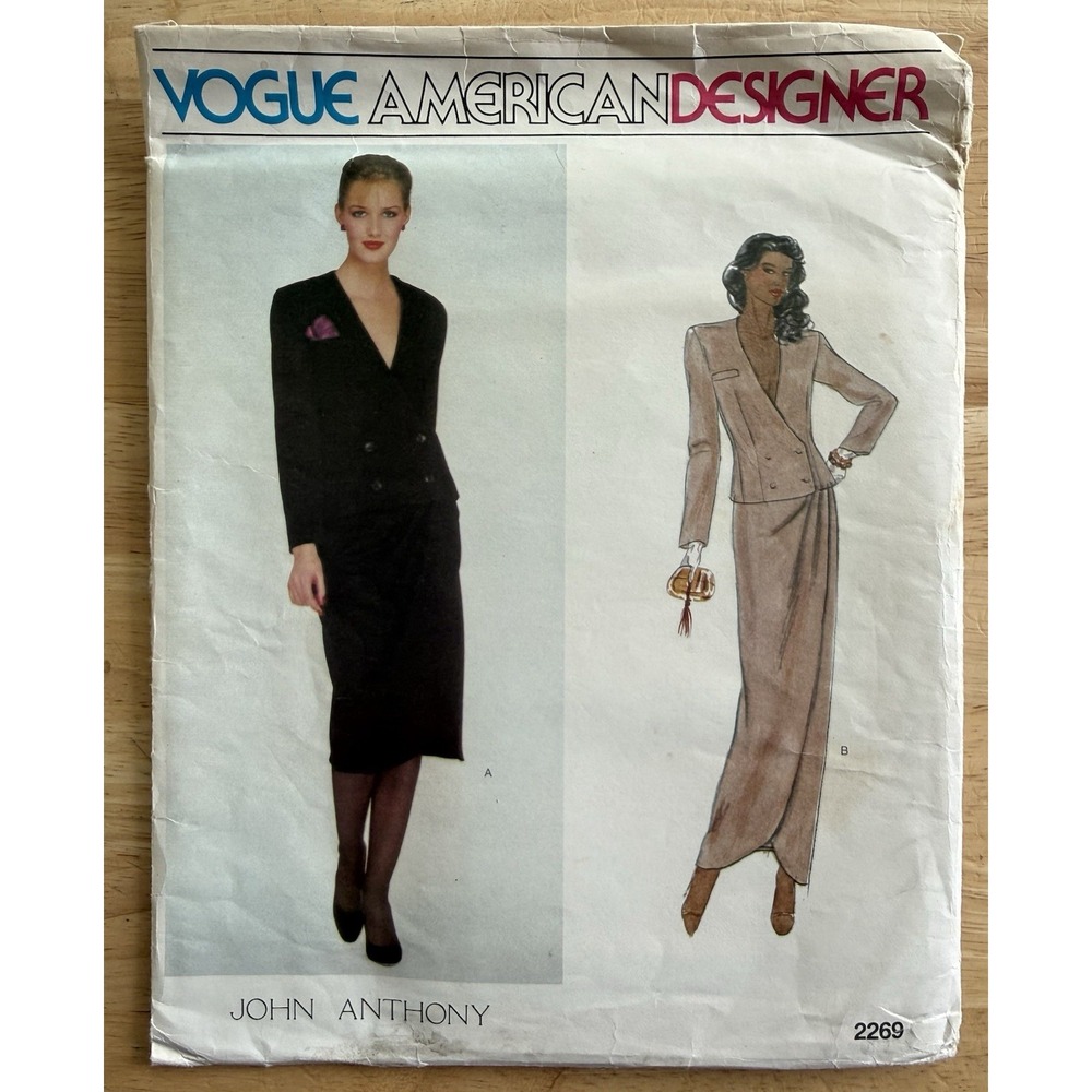 Vogue American Designer John Anthony Pattern 2269 Misses' Jacket & Skirt Size 12